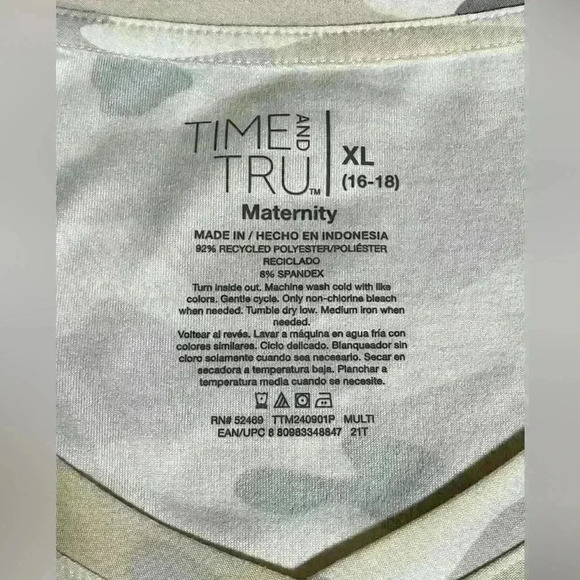 Women’s Maternity Top by Time and Tru Size XL  16-18 Grey Camouflage - Picture 5 of 6